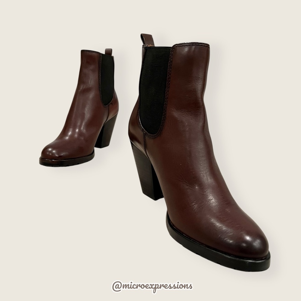 Frye Tate Chelsea Brown Genuine Leather Moto Gore Stretch Fall/Spring Ankle Boot - Picture 12 of 13